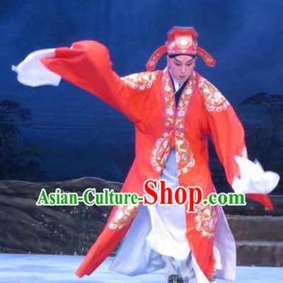 Pear Blossom Love Chinese Ping Opera Xiaosheng Niche Costumes and Hat Pingju Opera Scholar Meng Taoyuan Apparels Clothing
