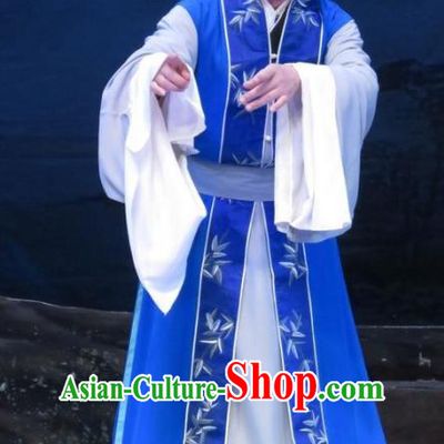 Pear Blossom Love Chinese Ping Opera Young Male Costumes and Hat Pingju Opera Merchant Qian Youliang Apparels Clothing