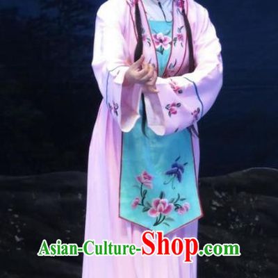 Chinese Ping Opera Embroidered Female Li Hua Apparels Costumes and Headpieces Traditional Pingju Opera Pear Blossom Love Actress Pink Dress Garment