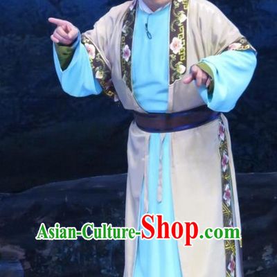 Pear Blossom Love Chinese Ping Opera Merchant Qian Youliang Costumes and Hat Pingju Opera Young Male Apparels Clothing