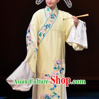 Xie Yaohuan Chinese Peking Opera Xiaosheng Garment Costumes and Headwear Beijing Opera Scholar Apparels Young Man Yellow Robe Clothing