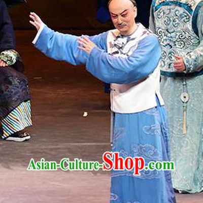 Jin LV Qu Chinese Peking Opera Scholar Gu Zhenguan Garment Costumes and Headwear Beijing Opera Apparels Qing Dynasty Clothing