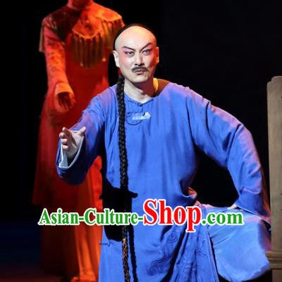 Jin LV Qu Chinese Peking Opera Garment Costumes and Headwear Beijing Opera Apparels Qing Dynasty Scholar Gu Zhenguan Clothing