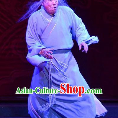 Da Song Zhong Yi Zhuan Chinese Ping Opera Old Man Garment Costumes and Headwear Pingju Opera Laosheng Apparels Clothing