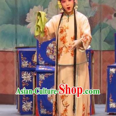 Chinese Ping Opera Xiao Dan Apparels Costumes and Headpieces Southeast Fly the Peacocks Traditional Pingju Opera Young Girl Dress Garment