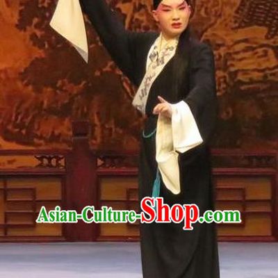 Chinese Ping Opera Southeast Fly the Peacocks Distress Male Garment Costumes and Headwear Pingju Opera Xiaosheng Jiao Zhongqing Apparels Clothing