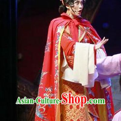 Chinese Ping Opera Empress Liu E Apparels Costumes and Headpieces Traditional Pingju Opera Palm Civet for Prince Noble Consort Red Dress Garment