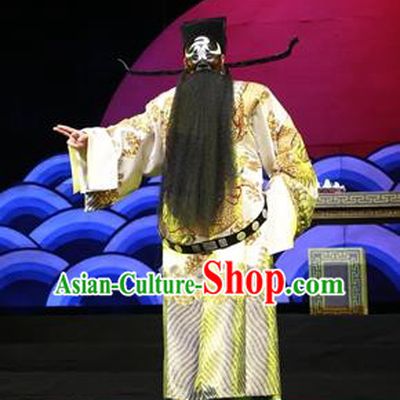 Chinese Ping Opera Official Bao Zheng Apparels Palm Civet for Prince Costumes and Headwear Pingju Opera Laosheng Clothing
