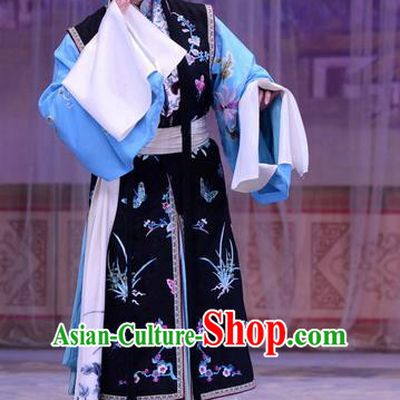 Chinese Beijing Opera Young Female Apparels Costumes and Headdress Han Yuniang Traditional Peking Opera Distress Maiden Dress Garment