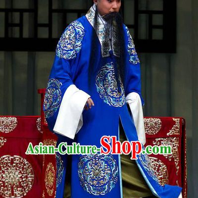 Han Yuniang Chinese Peking Opera Official Cheng Pengjv Embroidered Robe Garment Costumes and Headwear Beijing Opera Laosheng Apparels Clothing