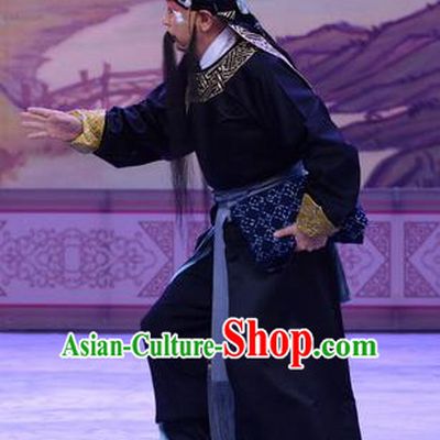 Han Yuniang Chinese Peking Opera Laosheng Garment Costumes and Headwear Beijing Opera Elderly Male Apparels Scholar Cheng Pengjv Clothing