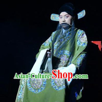 On A Wall and Horse Chinese Peking Opera Minister Pei Xingjian Garment Costumes and Headwear Beijing Opera Old Gentleman Apparels Elderly Man Clothing