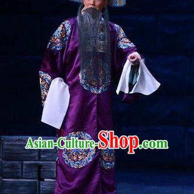 On A Wall and Horse Chinese Peking Opera Minister Garment Costumes and Headwear Beijing Opera Elderly Male Apparels Official Pei Xingjian Clothing