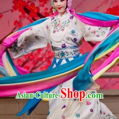 Chinese Beijing Opera Fairy Apparels Goddess Costumes and Headdress Petal Sprinkles From Heaven Traditional Peking Opera Actress Dress Garment