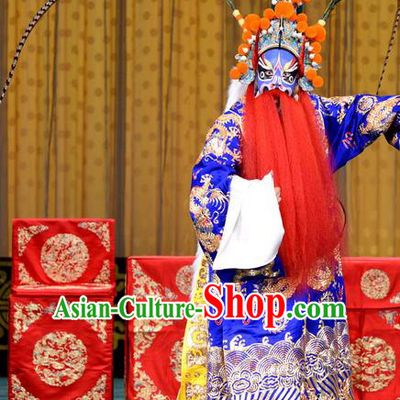 Chained Traps Chinese Peking Opera Laosheng Garment Costumes and Headwear Beijing Opera Elderly Male Apparels Dou Erdun Python Embroidered Robe Clothing