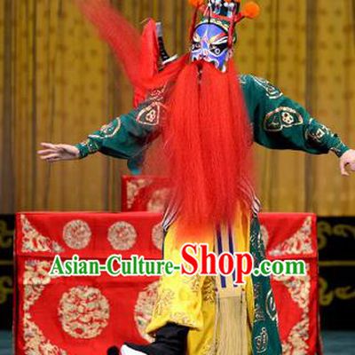 Chained Traps Chinese Peking Opera Takefu Dou Erdun Garment Costumes and Headwear Beijing Opera Wusheng Apparels Martial Male Clothing