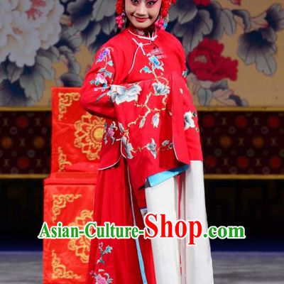 Chinese Beijing Opera Hua Tan Chen Xiuying Apparels Romance of the Iron Bow Costumes and Headpieces Traditional Peking Opera Bride Dress Wedding Garment