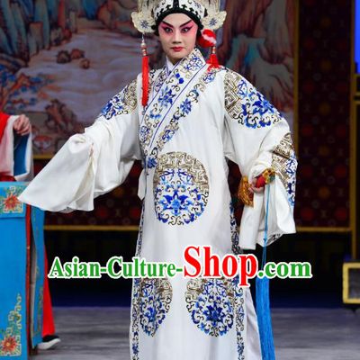 Romance of the Iron Bow Chinese Peking Opera Xiaosheng Garment Costumes and Headwear Beijing Opera Niche Apparels Martial Male Kuang Zhong Clothing