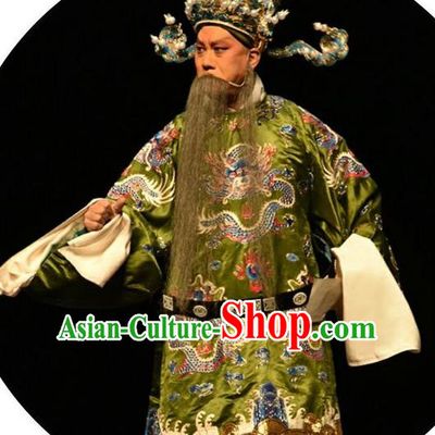 Qing Tian Dao Chinese Peking Opera Garment Costumes and Headwear Beijing Opera Laosheng Apparels Loyal Official Clothing