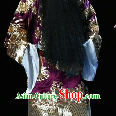 Qing Tian Dao Chinese Peking Opera Treacherous Official Yan Song Garment Costumes and Headwear Beijing Opera Minister Apparels Elderly Male Clothing