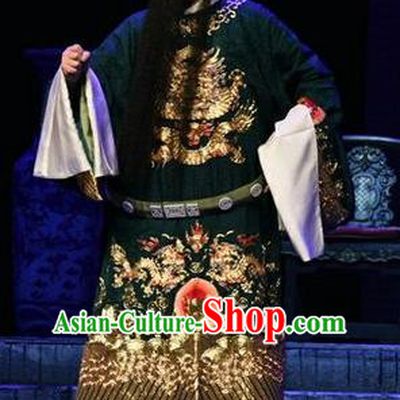 Qing Tian Dao Chinese Peking Opera Garment Costumes and Headwear Beijing Opera Elderly Male Apparels Loyal Official Hai Rui Clothing