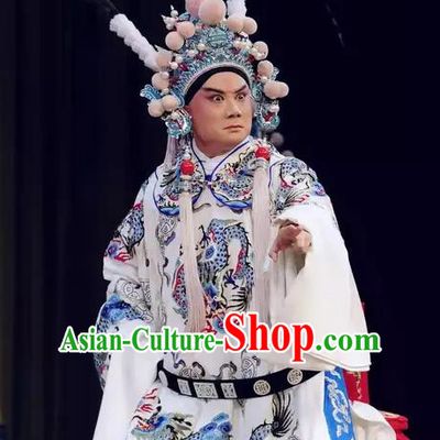Jiu Jiang Kou Chinese Peking Opera Wusheng Garment Costumes and Headwear Beijing Opera General Hua Yunlong Apparels Martial Male Clothing