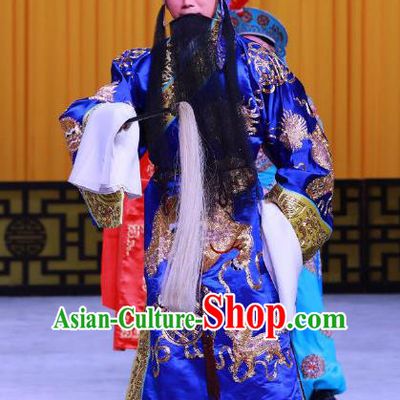 Jiu Jiang Kou Chinese Peking Opera Elderly Male Garment Costumes and Headwear Beijing Opera Laosheng Apparels Taoist Liu Bowen Clothing