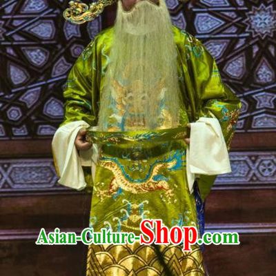 Ba Zhen Tang Chinese Peking Opera Elderly Male Garment Costumes and Headwear Beijing Opera Laosheng Apparels Official Zhang Wenda Clothing