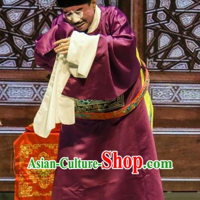 Ba Zhen Tang Chinese Peking Opera Chou Garment Costumes and Headwear Beijing Opera Clown Apparels Official Chang Tianbao Clothing