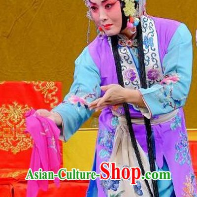 Chinese Beijing Opera Servant Girl Apparels Ba Zhen Tang Costumes and Headpieces Traditional Peking Opera Young Lady Chun Lan Dress Garment