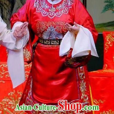 Chinese Beijing Opera Vieille Dame Apparels Ba Zhen Tang Costumes and Headpieces Traditional Peking Opera Countess Dress Elderly Female Red Garment