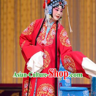 Chinese Beijing Opera Young Mistress Apparels Qi Shuang Hui Costumes and Headdress Traditional Peking Opera Actress Dress Bride Li Guizhi Garment