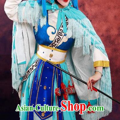 Chinese Beijing Opera Diva Apparels Lian Jinfeng Costumes and Headdress Traditional Peking Opera Fisher Maiden Dress Country Woman Garment