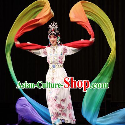 Chinese Beijing Opera Young Female Apparels Costumes and Headdress Petal Sprinkles From Heaven Traditional Peking Opera Hua Tan Dress Goddess Garment