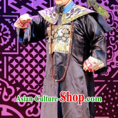Yue Zhao Sai Bei Chinese Peking Opera Official Garment Costumes and Headwear Beijing Opera Apparels Qing Dynasty Minister Clothing