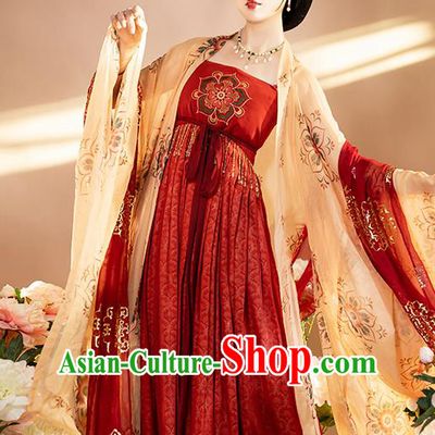 Chinese Traditional Tang Dynasty Court Lady Apparels Historical Costumes Ancient Imperial Concubine Hanfu Dress Royal Princess Garment for Women