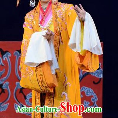 Chinese Beijing Opera Queen Nan Apparels Qu Yuan Costumes and Headpieces Traditional Peking Opera Actress Dress Empress Garment