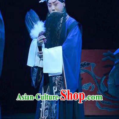 Qu Yuan Chinese Peking Opera Chancellor Garment Costumes and Headwear Beijing Opera Laosheng Apparels Official Clothing