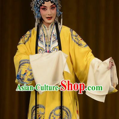 Chinese Beijing Opera Princess Nanning Apparels Zhan Jing Tang Costumes and Headpieces Traditional Peking Opera Hua Tan Yellow Dress Garment