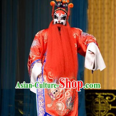 Hong Yang Dong Chinese Peking Opera Takefu Garment Costumes and Headwear Beijing Opera Jing Role Apparels Martial Male Jiao Zan Clothing