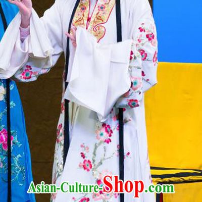 Chinese Beijing Opera Hua Tan Apparels Su Xiaomei Costumes and Headpieces Traditional Peking Opera Young Female White Dress Actress Garment