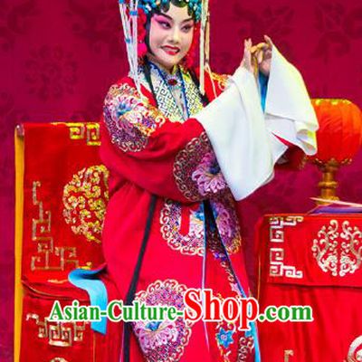 Chinese Beijing Opera Diva Wedding Apparels Su Xiaomei Costumes and Headpieces Traditional Peking Opera Hua Tan Red Dress Bride Garment