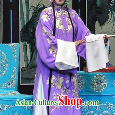 Chinese Beijing Opera Young Female Purple Apparels Su Xiaomei Costumes and Headpieces Traditional Peking Opera Hua Tan Dress Diva Garment