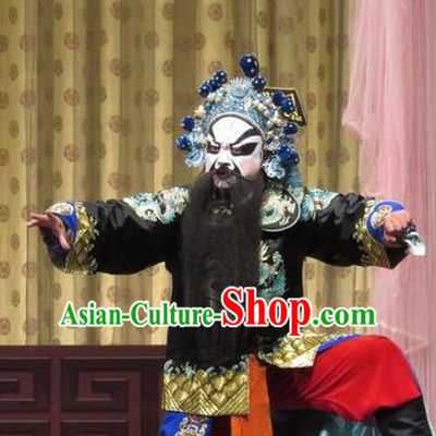 Qin Xianglian Chinese Ping Opera Wusheng Garment Costumes and Headwear Pingju Opera Martial Male Apparels Bodyguard Clothing