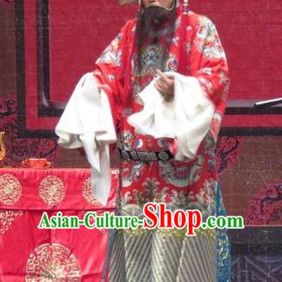 Qin Xianglian Chinese Ping Opera Elderly Male Chen Shimei Garment Costumes and Headwear Pingju Opera Minister Apparels Clothing