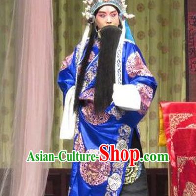 Qin Xianglian Chinese Ping Opera Old Male Chen Shimei Garment Costumes and Headwear Pingju Opera Minister Apparels Official Clothing