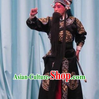 Qin Xianglian Chinese Ping Opera Martial Male Garment Costumes and Headwear Pingju Opera Wusheng Apparels Swordsman Clothing