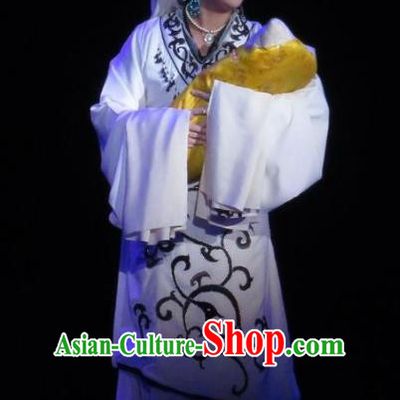 Chinese Ping Opera Distress Woman Apparels Costumes and Headdress Traditional Pingju Opera Saving Orphan Princess White Dress Garment