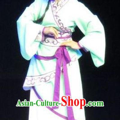 Chinese Ping Opera Xiaodan Apparels Costumes and Headdress Traditional Pingju Opera Saving Orphan Young Lady Green Dress Garment