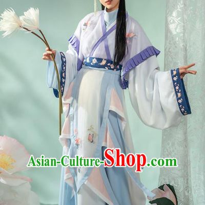 Chinese Ancient Goddess Palace Lady Hanfu Dress Garment Apparels Traditional Jin Dynasty Royal Princess Historical Costumes for Women